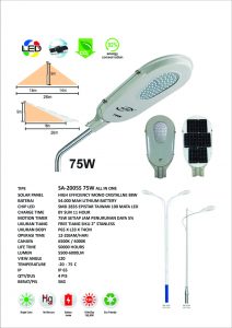 PJU Solar Integrated All In One 75 Watt