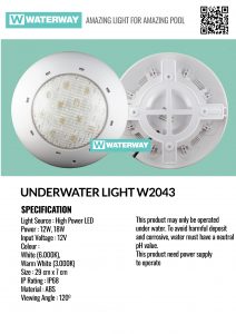 Spesifikasi lampu kolam renang Waterway W2043